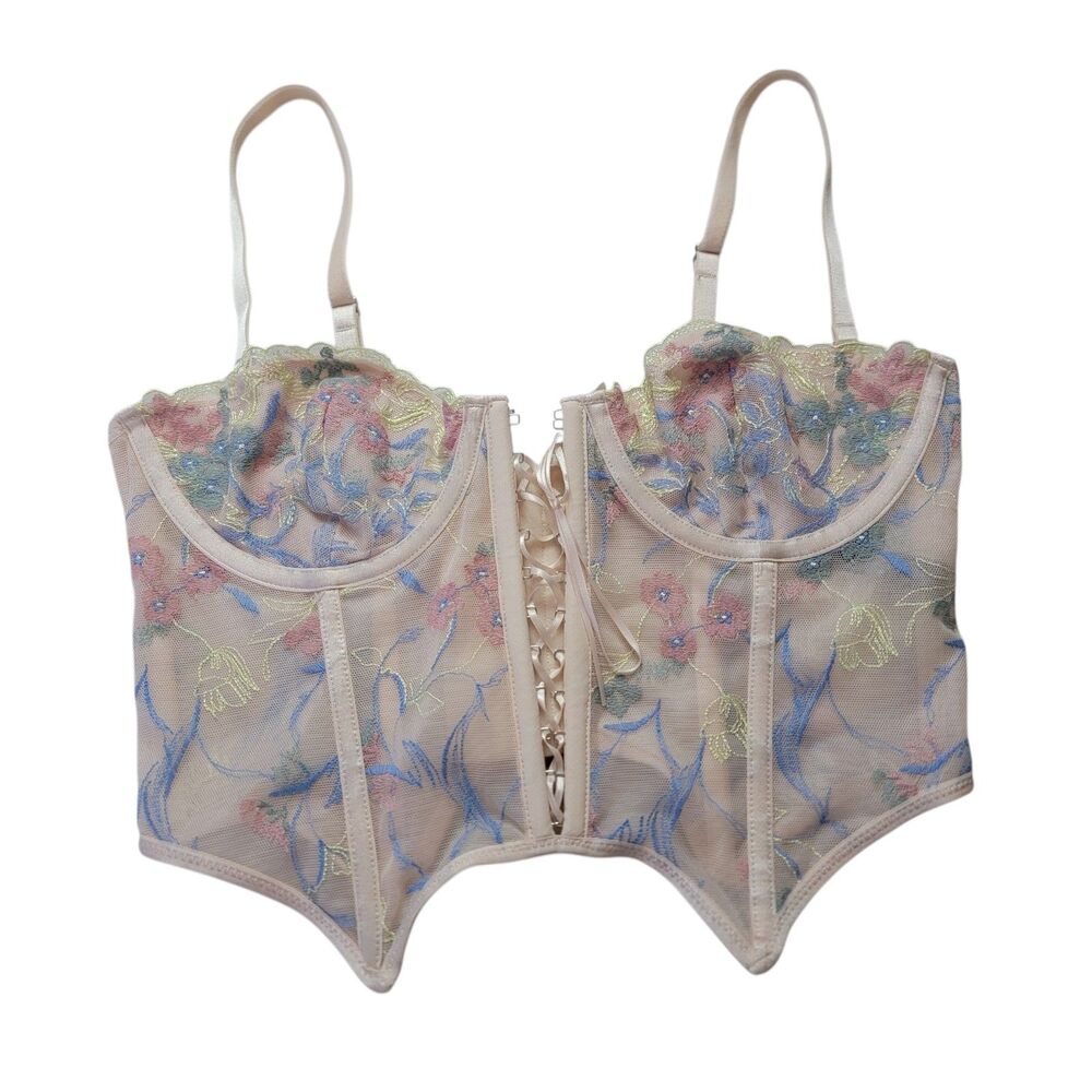 Out From Under for Urban Outfitters Bra Bustier Floral Pastel size S P